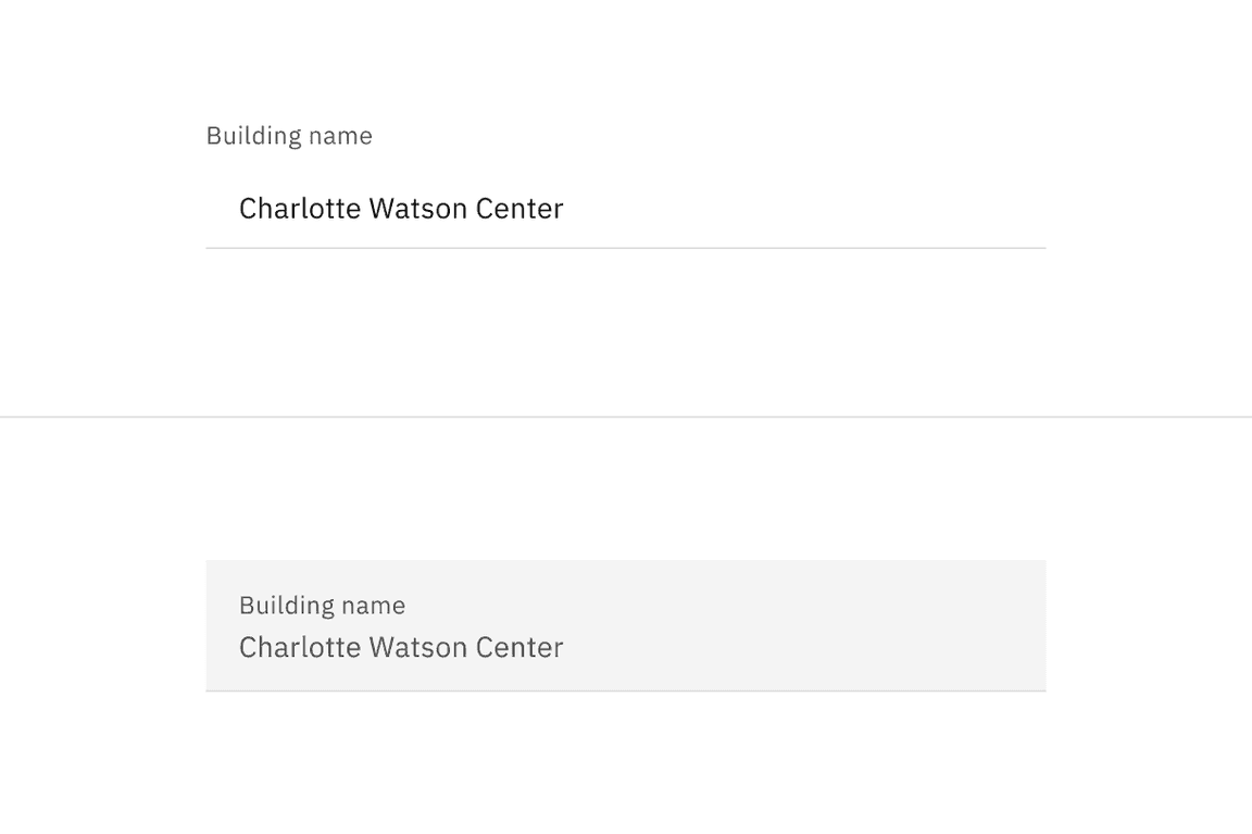 Read-only state for default and fluid component text field backgrounds.