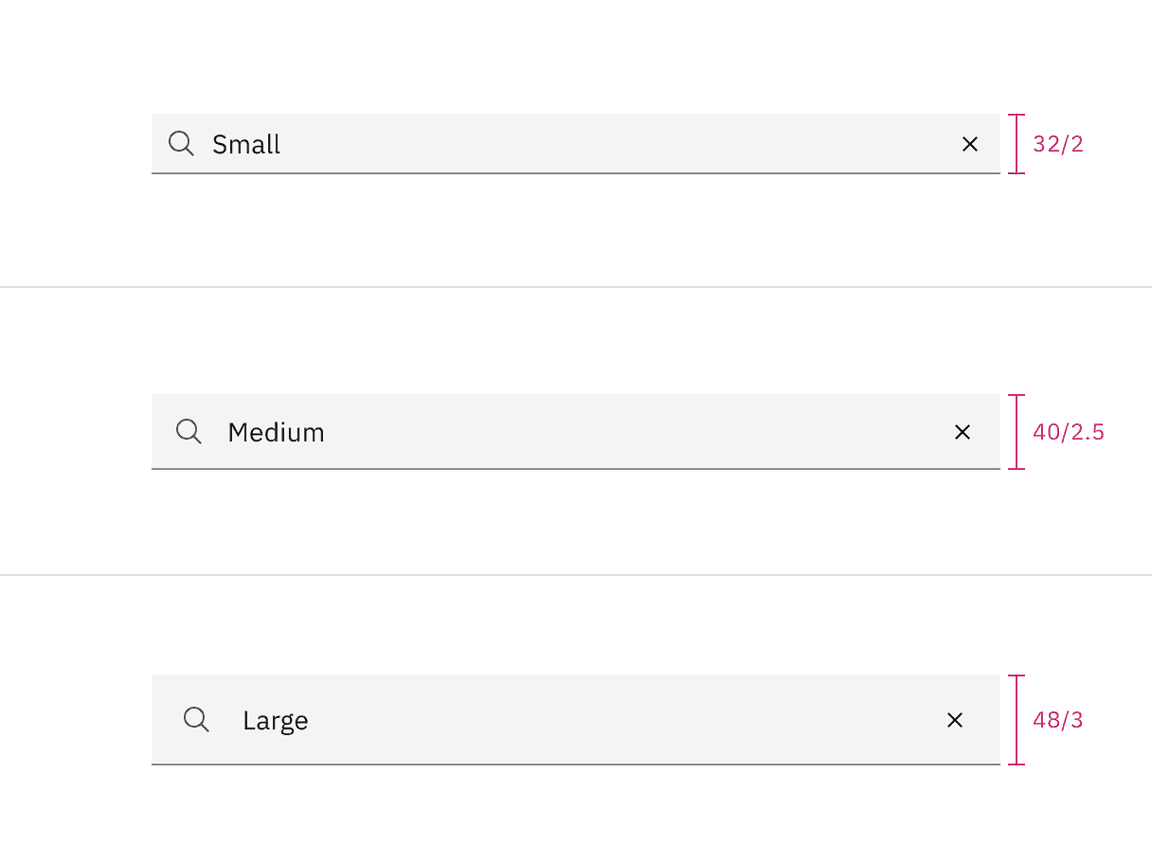 Default search sizes